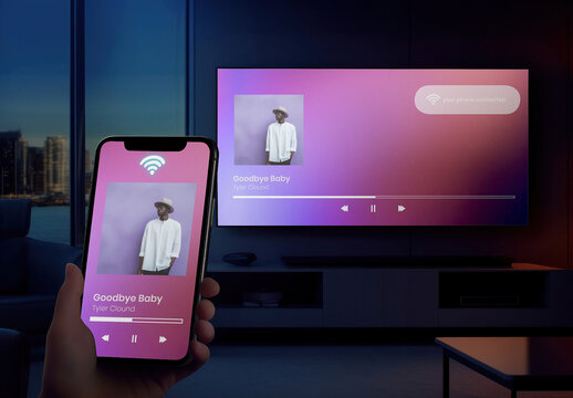 Screen Phone And Smart TV Mockup With Generative AI