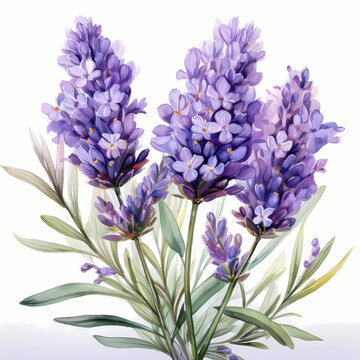 recommend clip art: lavender bouquet watercolor clipart illustration isolated on white background