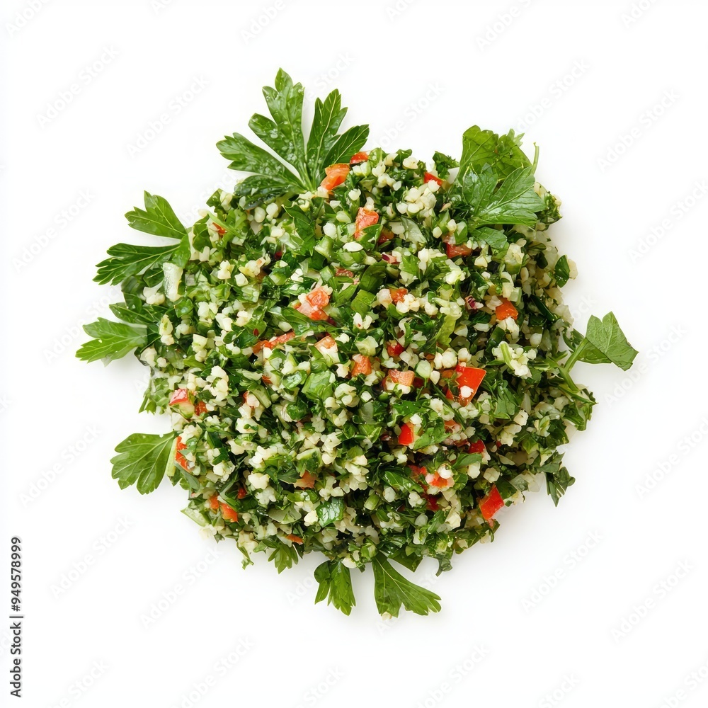 Canvas Prints Freshly prepared parsley salad with red pepper.