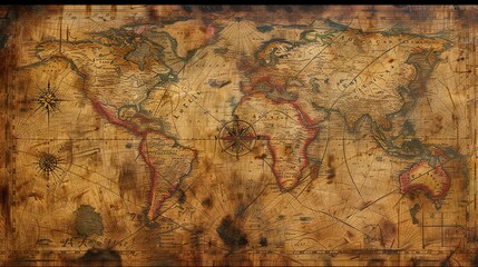 Naklejka premium ancient map wallpaper