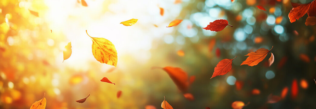 Hintergrund - Fallende Bl&auml;tter im Herbst mit Textfreiraum