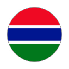 The flag of Gambia. Flag icon. Standard color. Round flag. Computer illustration. Digital illustration. Vector illustration.