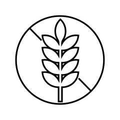 Black gluten free line icon