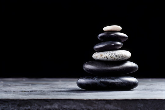 A pyramid of zen stones stacked with precision