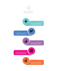 Vector infographic business presentation template with circular interconnection with 5 options.