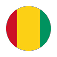 The flag of Guinea. Flag icon. Standard color. Round flag. Computer illustration. Digital illustration. Vector illustration.
