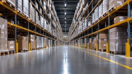 Obraz premium Efficient warehouse management process with neatly organized shelves