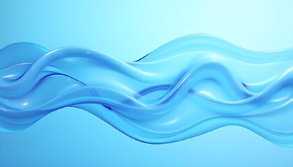 Obraz premium Abstract blue liquid wave on a light blue background