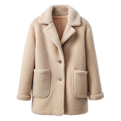 Jacket beige winter women wool Isolated white background