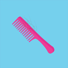 Hair loss concept. Comb with fallen hair.