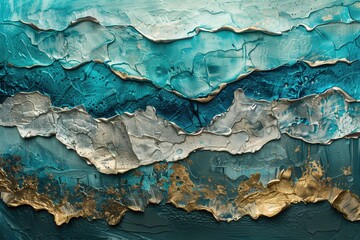 Abstract Beach Oceanscape Horizon Painting Wallpaper, Coastline Ocean Travel Sea Water Natural Beauty Background, Fine Art Paint Texture Backdrop