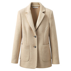 Jacket beige winter women wool Isolated white background