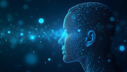 Digital Human Profile Constructed From Blue Particles