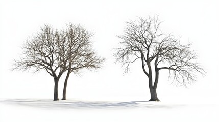 Obraz premium Dry trees leafless standing white backgrounds 3d render 