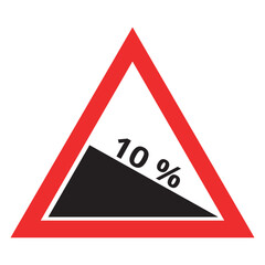 Steep Ascent road sign within a red triangle, Traffic signs vector design