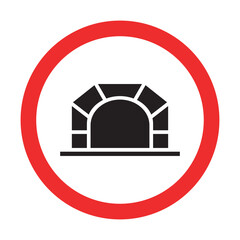Tunnel traffic sign within a round red bar, Traffic signs vector design