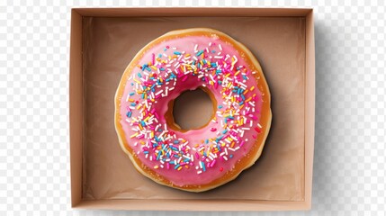 Donut box full length view from top isolated on transparent background PNG