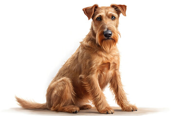 Illustration of Digital Painting of Irish Terrier sitting, full body