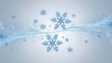 Abstract blue Christmas background with snowflakes and light, winter holiday texture