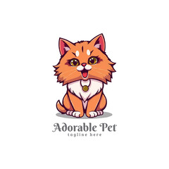 Persian cat vector logo. pet logo. Mascot logo