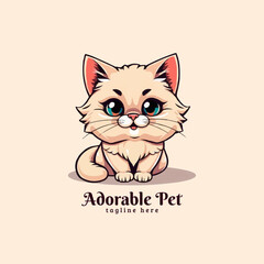 Persian cat vector logo. pet logo. Mascot logo