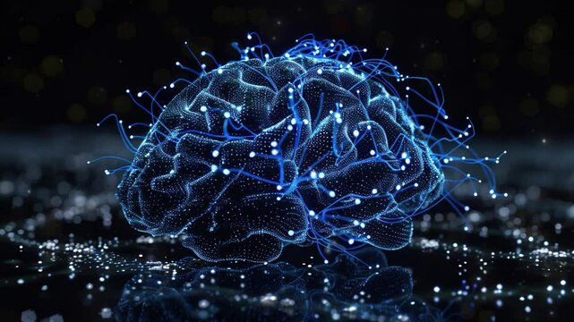 Illustration of brain technology with light. Science and technology background