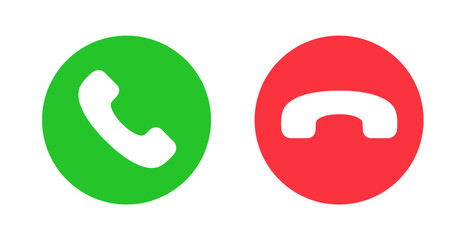 pick up and hang up call button icon vector. accept and decline