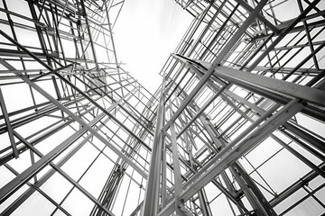 A very tall metal structure with an abundance of windows covering its facade, Structures and materials used in modern construction technology