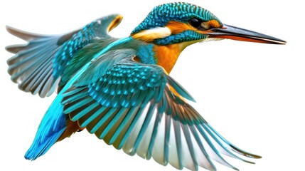 Obraz premium Kingfisher fly full body isolate on transparency background PNG