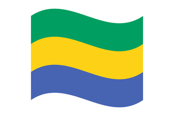 Wavy flag of Gabon, isolated on transparent background. Flag of the Gabonese Republic. Vector illustration