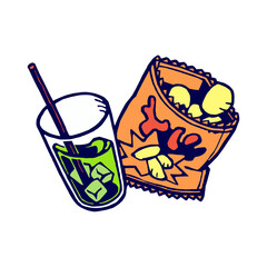 Obraz premium ジュースとお菓子のイラスト