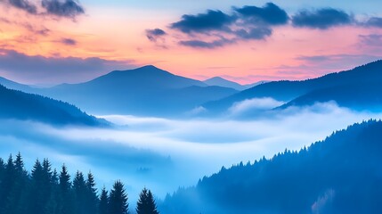 Obraz premium Misty Mountain Sunrise