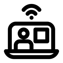 webinar, online, seminar, presentation, digital marketing outline icon