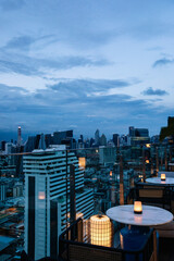 twilight city skyline