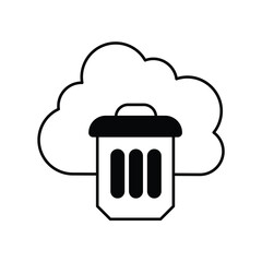 dustbin glyph icon with white background vector stock illustration
