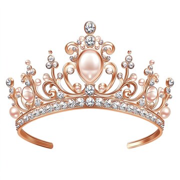 rose gold tiara with pearls and diamonds clip art preview