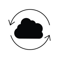 cloud computing glyph icon with white background vector stock illustration