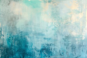 Obraz premium Abstract painting featuring shades of blue and green with subtle hints of aquamarine, Subtle hints of aquamarine peeking through a pale blue wash