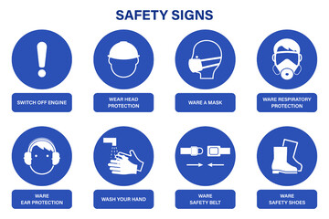 Mandatory signs. Safety signs vector. Warning signs symbol.