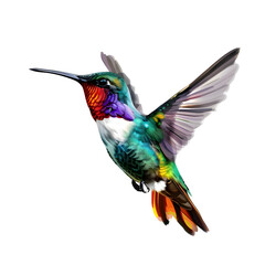 Fototapeta premium Colorful flying hummingbird isolated on transparent background
