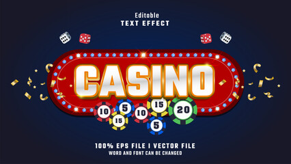 Fototapeta premium editable gold and white casino text effect.typhography logo
