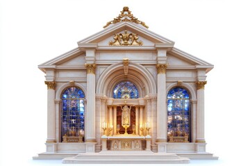 Obraz premium luxurious palace chapel featuring stained glass windows, golden altars, and classical architecture