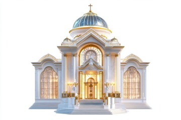 Obraz premium luxurious palace chapel featuring stained glass windows, golden altars, and classical architecture