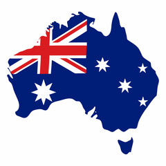 Map of Australia in Australian flag colors