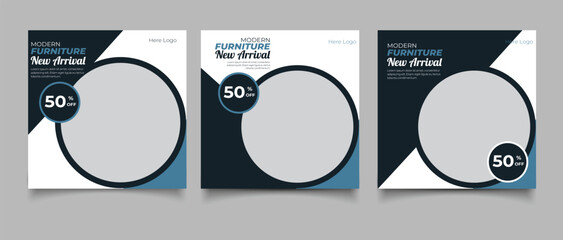 Furniture sale social media post and post banner template