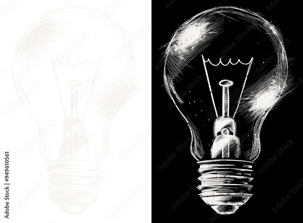 Sticker PNG Chalk-drawn light bulb illustration