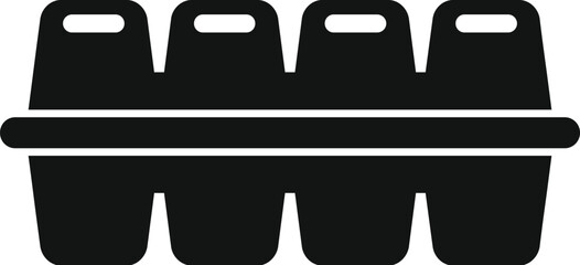 Black simple vector icon for empty egg carton container for storing food product