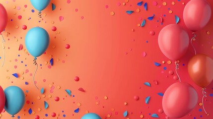 Birthday and balloons in the background