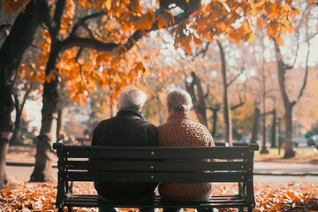Old love is the truest love Rearview shot of a senior couple relaxing on a park bench