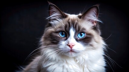 Fototapeta premium Beautiful Young Purebred Ragdoll Cat With Blue Eyes